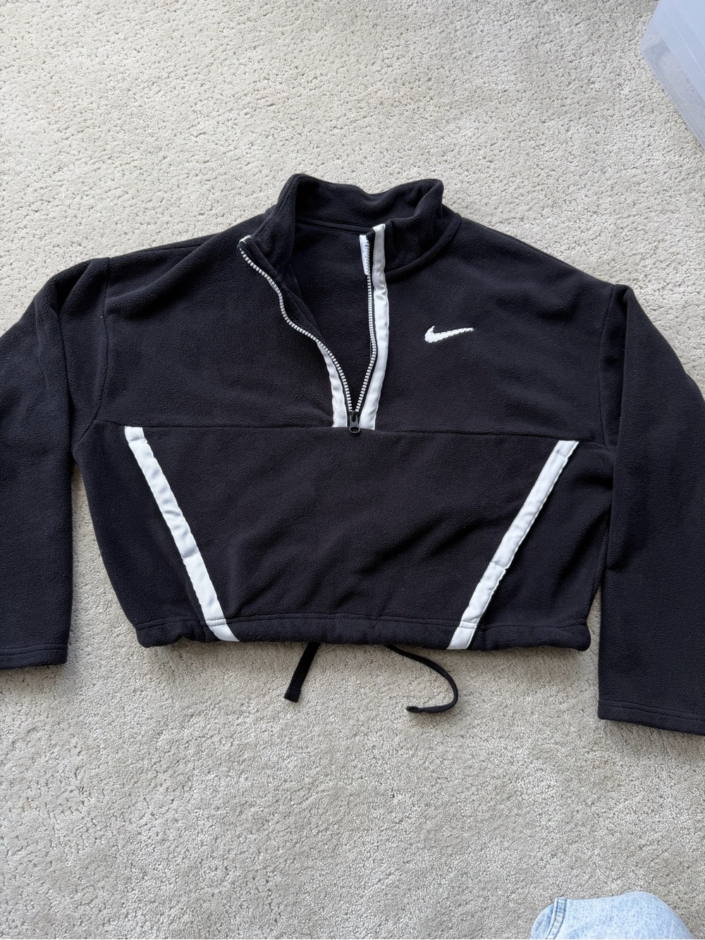 Nike Black Fleece Half-Zip Pullover with White Trim